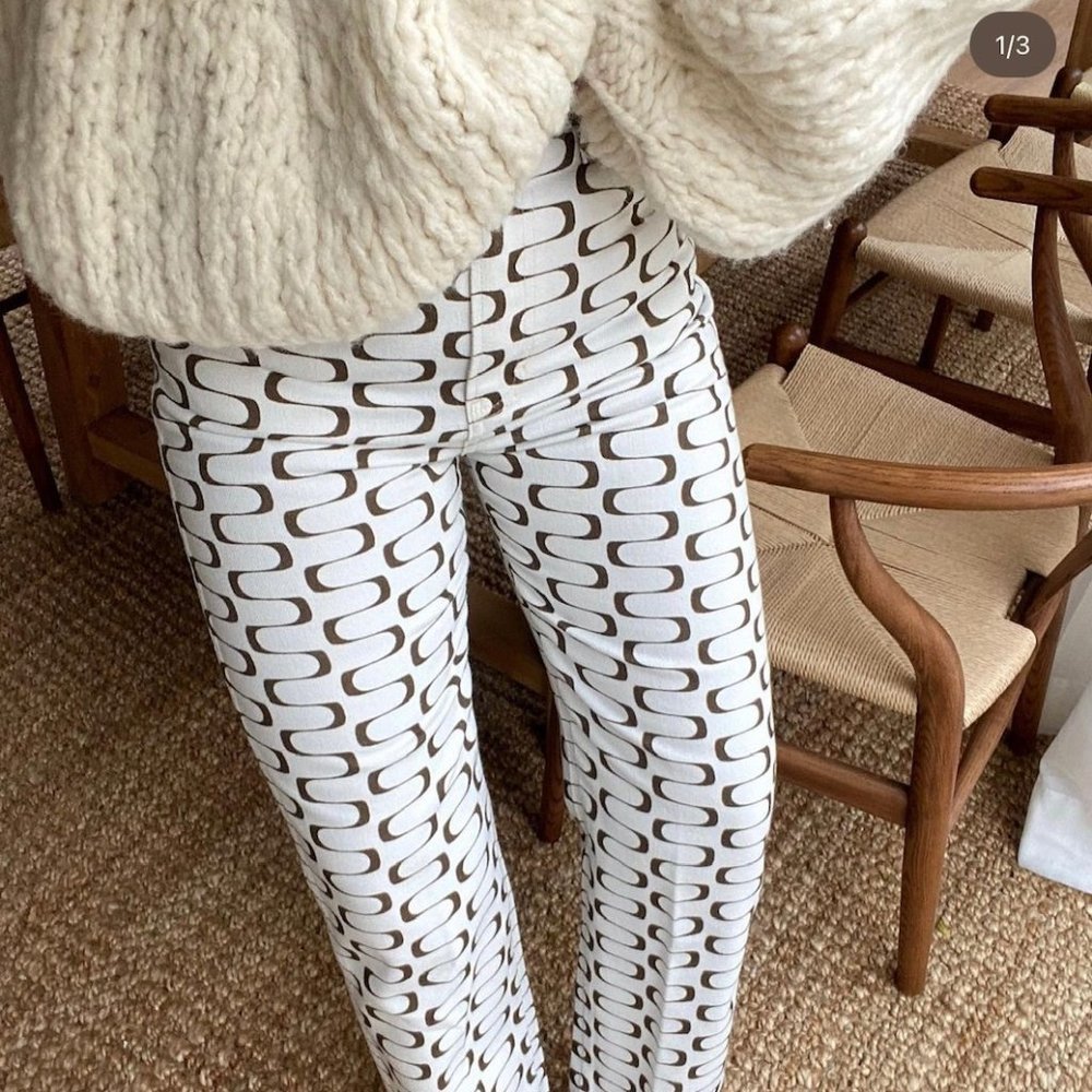 Reformation High Rise Straight Jeans Size 24 Brown and White Pattern